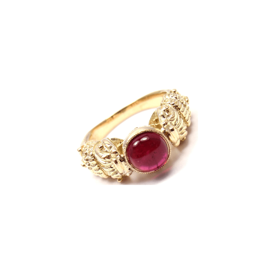Zolotas Greece Post-1980s 18KT Yellow Gold Pink Tourmaline Ring front