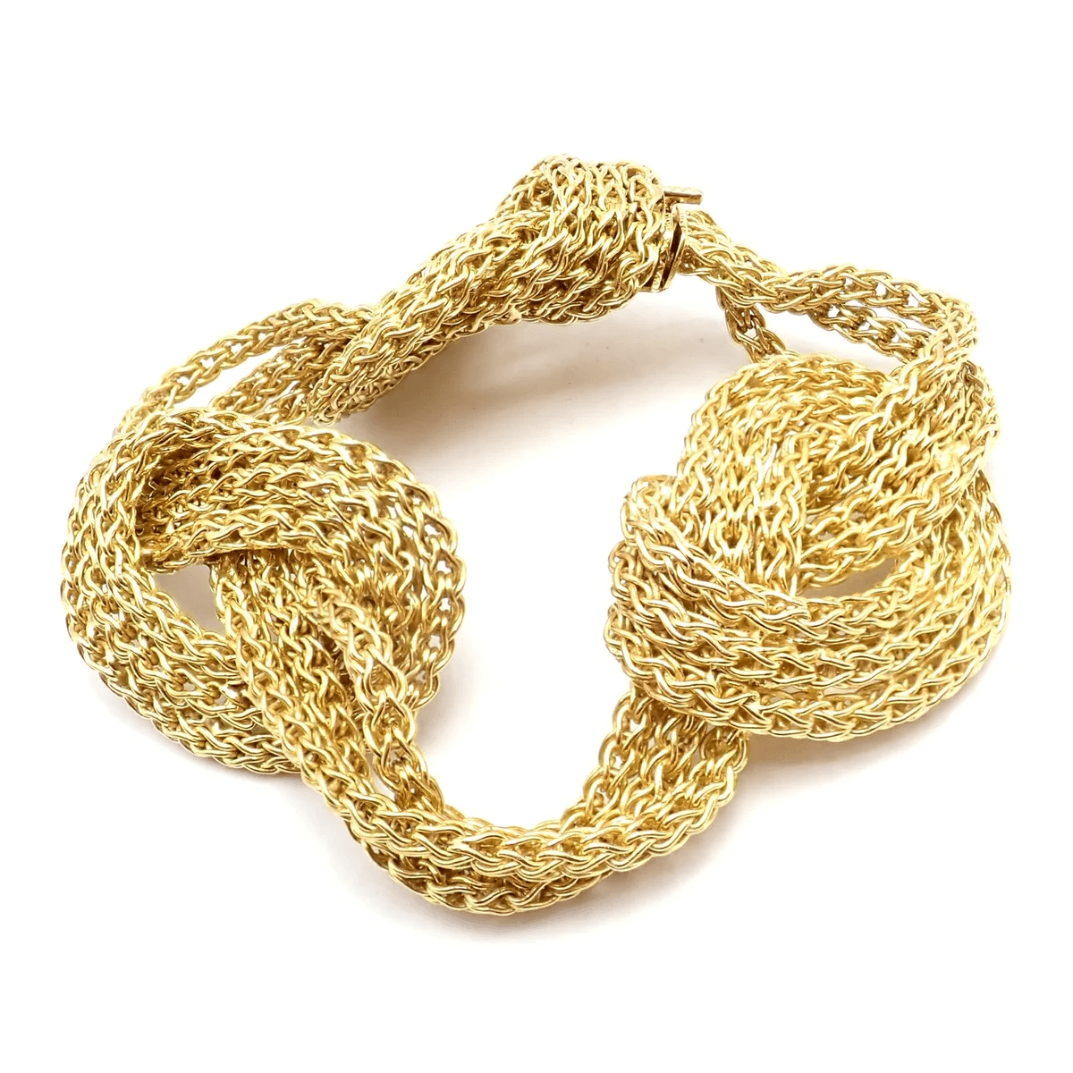 Tiffany & Co. Post-1980s 18KT Yellow Gold Woven Knot Bracelet