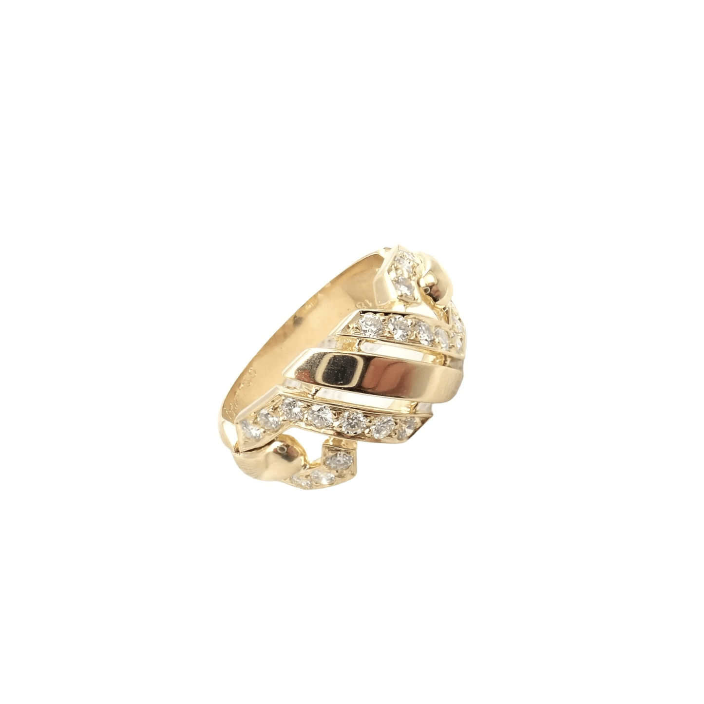 Cartier 1980s 18KT Yellow Gold Diamond Fox Trot Ring front