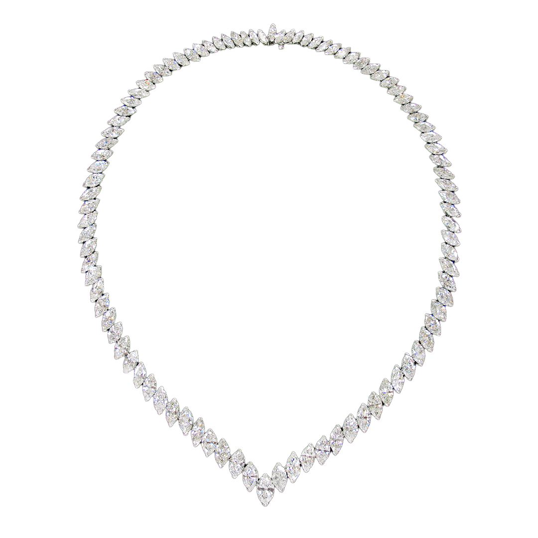 Van Cleef & Arpels 1960s Platinum Diamond Necklace front