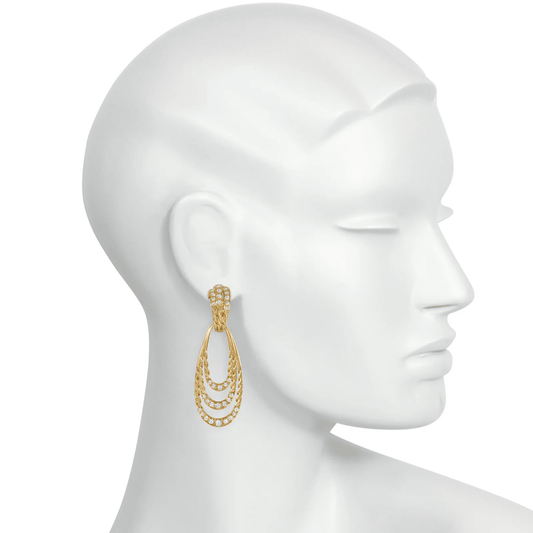Pery & Fils French 1960s 18KT Yellow Gold Diamond Earrings on ear