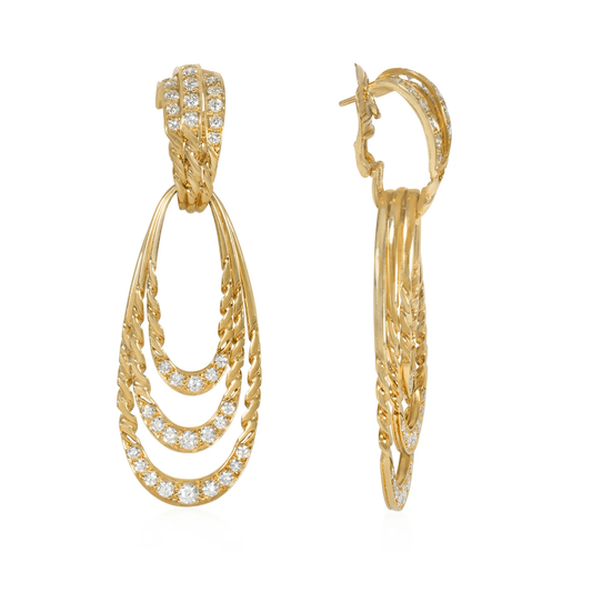 Pery & Fils French 1960s 18KT Yellow Gold Diamond Earrings side