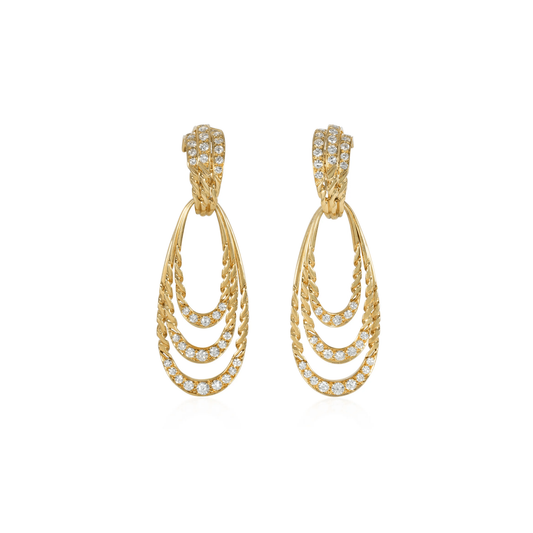 Pery & Fils French 1960s 18KT Yellow Gold Diamond Earrings front