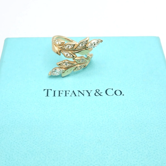 Tiffany & Co. Post-1980s 18KT Yellow Gold Diamond Ring on box